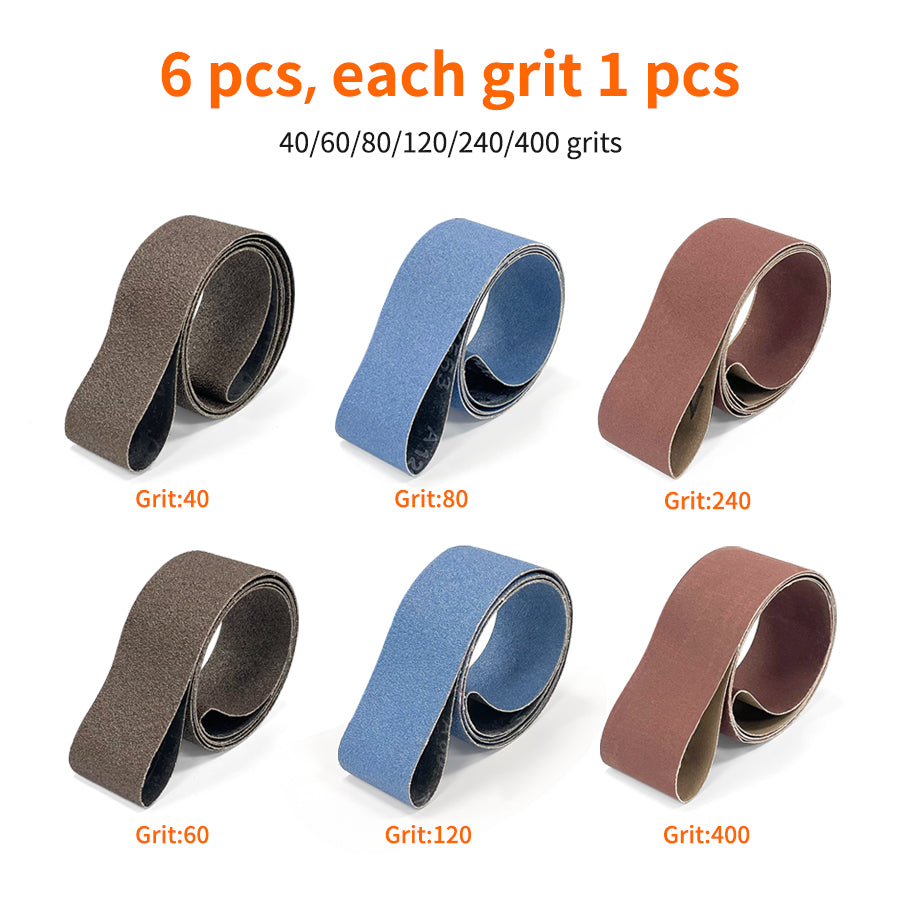 2" x 72" Sanding Belt Set β 6pcs Grit 40 to 400 for Knife Sharpening, Woodworking & Metal Polishing