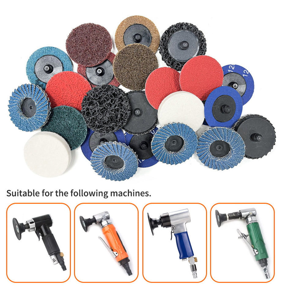 25pcs Sanding Discs Set, 2 Inch Quick Change Roloc Disc With 1/4" Shank Surface Conditioning Disc Holder Die Grinder Accessories For Stainless Steel Metal Grind Polish Finish Burr Rust Paint Removal Multipurpose Compressed Wool Discs