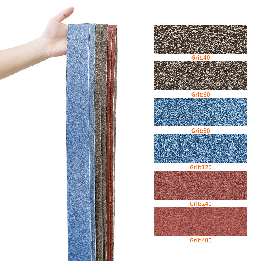 2" x 72" Sanding Belt Set β 6pcs Grit 40 to 400 for Knife Sharpening, Woodworking & Metal Polishing