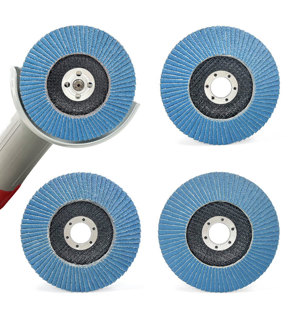 4 Packs 4-1/2 inch Flap Disc 5 x 7/8 Inch for Angle Grinder, T29 Zirconia Abrasive Grinding Wheel and Flap Sanding Disc 40/60/80/120 Grits Flap Wheel for General Purpose Metal & Stainless Steel, Stock and Rust Removal, Finishing, Grinding, Deburring