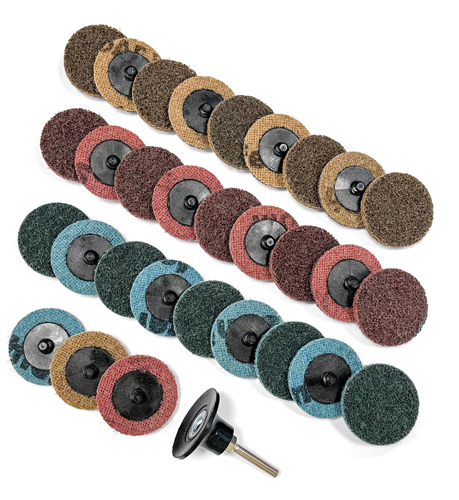 2 inch Quick Change Discs 31Pcs Sanding Discs 1Pcs 1/4'' Holder, Surface Conditioning Discs, for Die Grinder Surface Prep Strip Grind Polish Finish Burr Rust Paint Removal