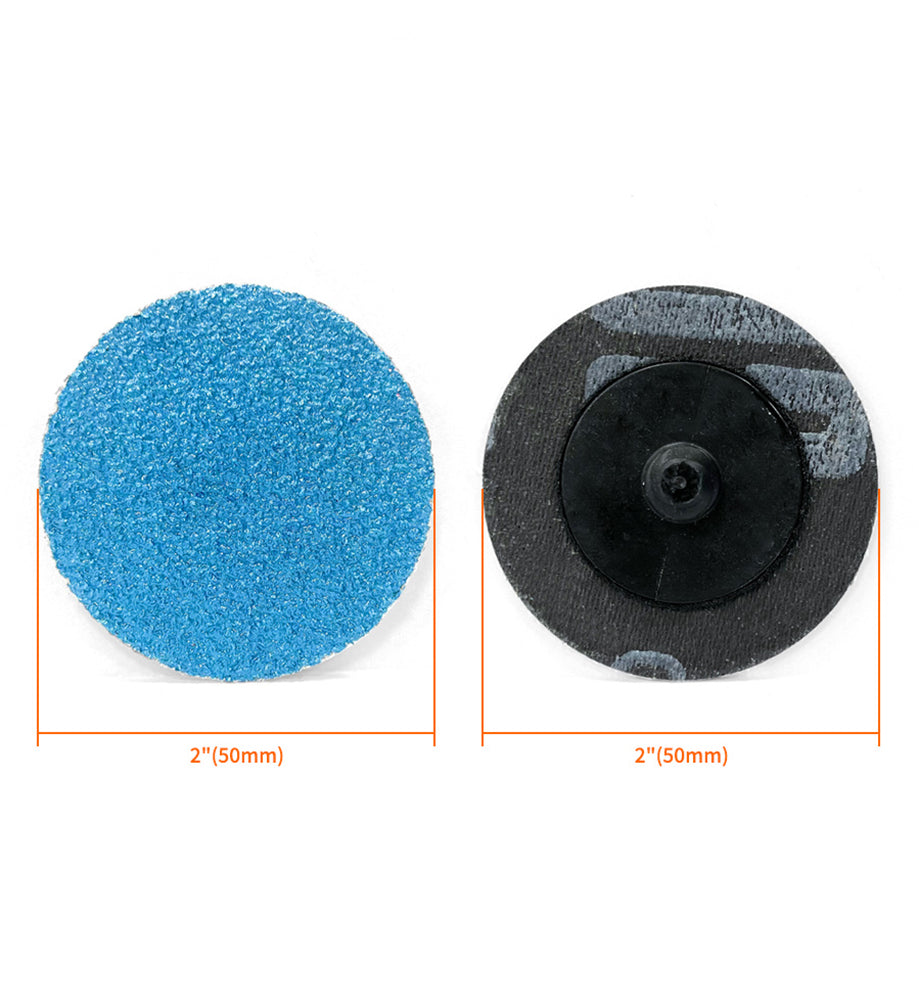 2 Inch 50mm Quick Change Zirconia Sanding Discs with a Male R-Type Backing Surface Finish Grind Polish Burr Rust Paint Removal Use with Die Grinder (20 Pack) - 40/60/80/120 Grit