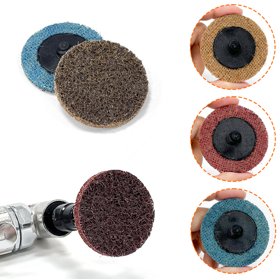 31 Pack 2 inch Nylon Surface Conditioning Quick Change Sanding Discs with R-Type Backing, 10 Pcs Each of Coarse Medium Fine, with 1/4 inch Disc Pad Holder, for Die Grinder Polish Burr Rust Paint Removal