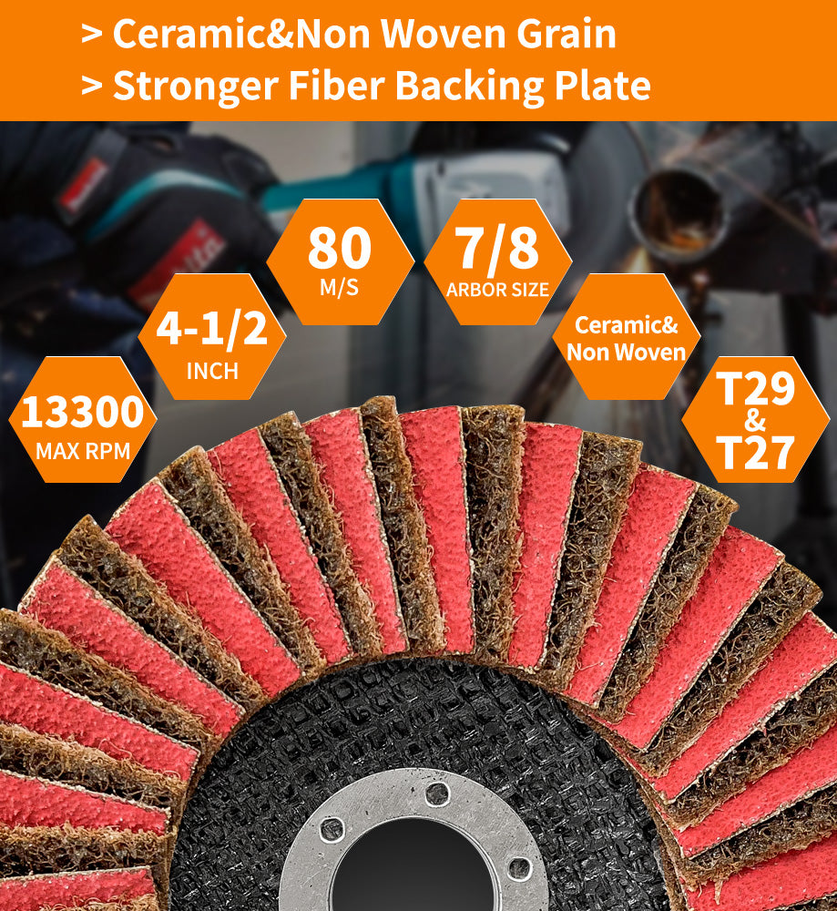 Riemann 5x7/8''  Ceramic & Non woven Double Flap Disc Non Woven Combi Abrasives