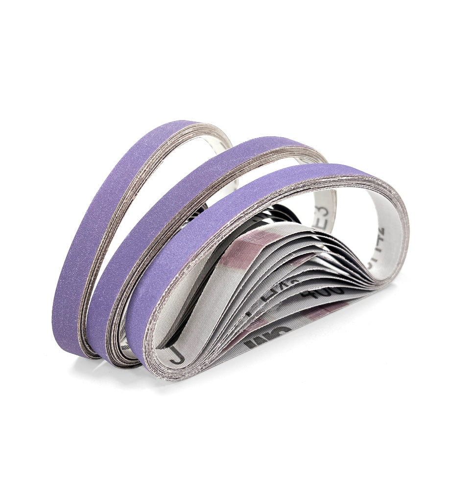 3M™ Cubitron™ II Cloth Belt 726A, J-weight backing, Used for Metalworking applications, Purple, Ceramic Grain