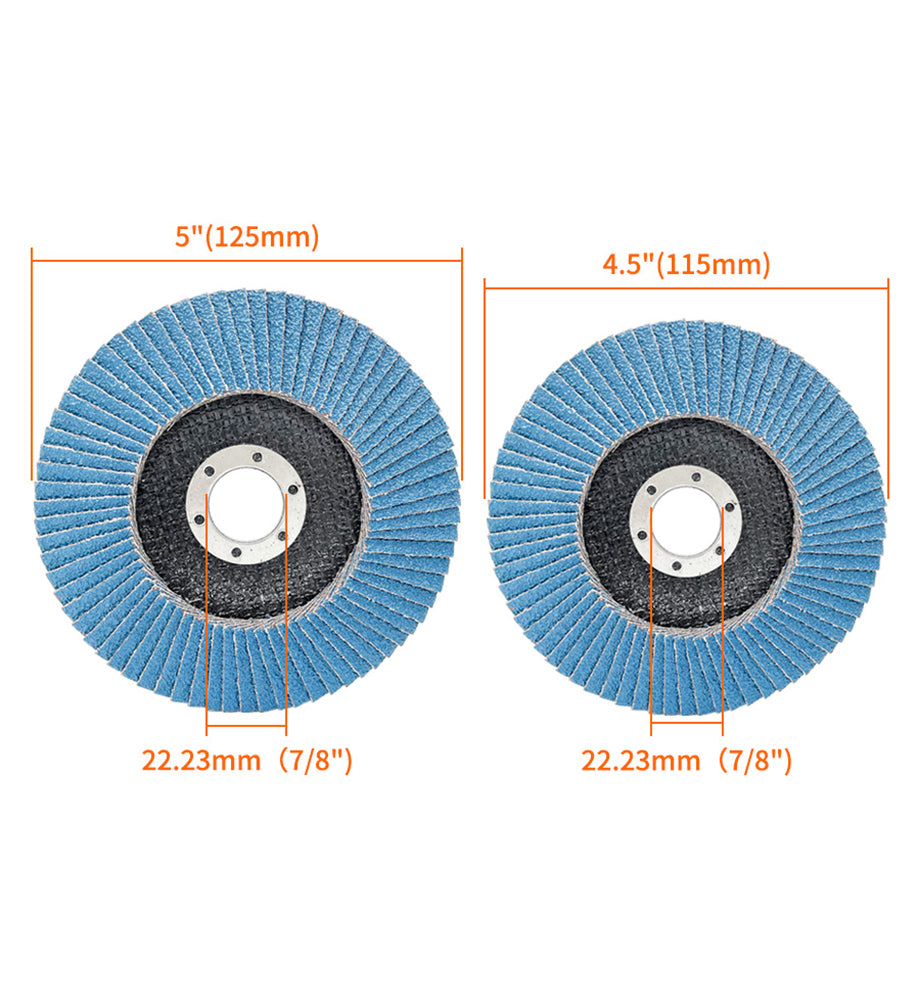 4 Packs 4-1/2 inch Flap Disc 5 x 7/8 Inch for Angle Grinder, T29 Zirconia Abrasive Grinding Wheel and Flap Sanding Disc 40/60/80/120 Grits Flap Wheel for General Purpose Metal & Stainless Steel, Stock and Rust Removal, Finishing, Grinding, Deburring