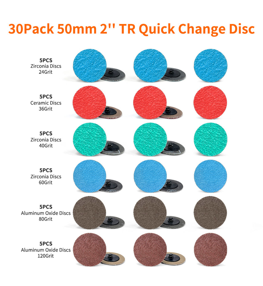 2 inch Quick Change Discs 30Pcs Sanding Discs 1Pcs 1/4'' Holder, Surface Conditioning Discs, for Die Grinder Surface Prep Strip Grind Polish Finish Burr Rust Paint Removal