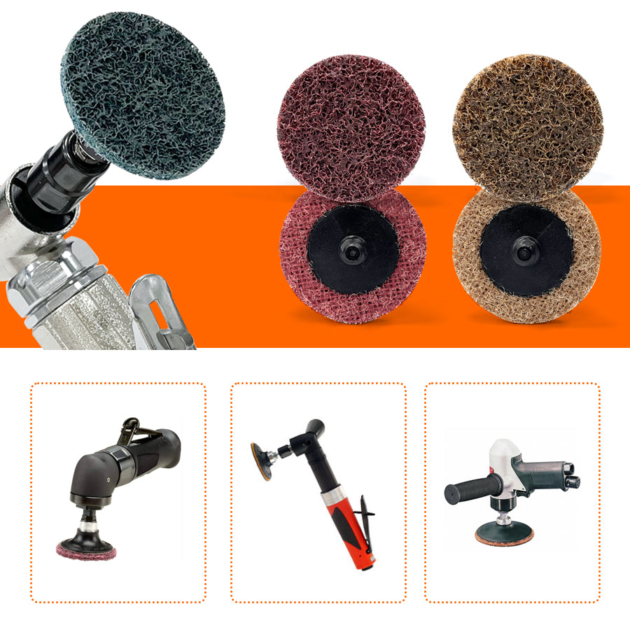 31 Pack 2 inch Nylon Surface Conditioning Quick Change Sanding Discs with R-Type Backing, 10 Pcs Each of Coarse Medium Fine, with 1/4 inch Disc Pad Holder, for Die Grinder Polish Burr Rust Paint Removal