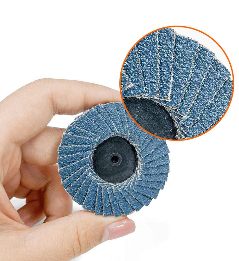 17pcs Abrasives 2" Quick Change Zirconia Flap Disc With Male R-Type Back Design For Cleaning Finishing Deburring Of Irregular Surfaces, 40 60 80 120 4pcs Each Grit, Sanding Disc Holder With 1/4inch Shank Grinding Disc Accessories