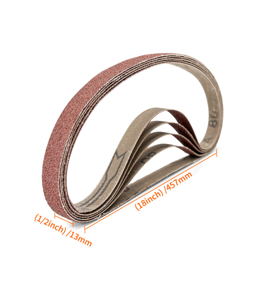 24pcs Sanding Belts 1/2"X18" (13X457mm) Aluminum Oxide Abrasives Belt, Suitable For Wood Sanding And Polishing - 4pcs Each Of 60/80/120/180/240/400 Grits