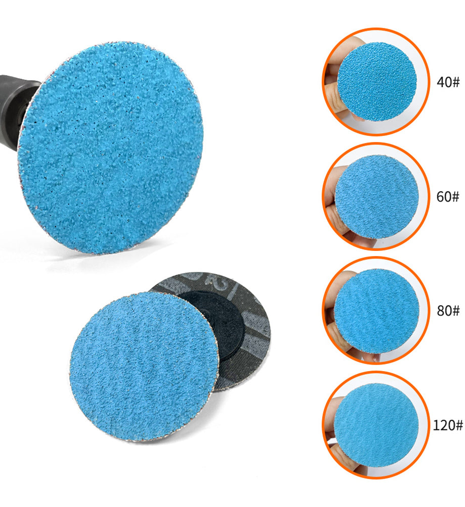 2 Inch 50mm Quick Change Zirconia Sanding Discs with a Male R-Type Backing Surface Finish Grind Polish Burr Rust Paint Removal Use with Die Grinder (20 Pack) - 40/60/80/120 Grit