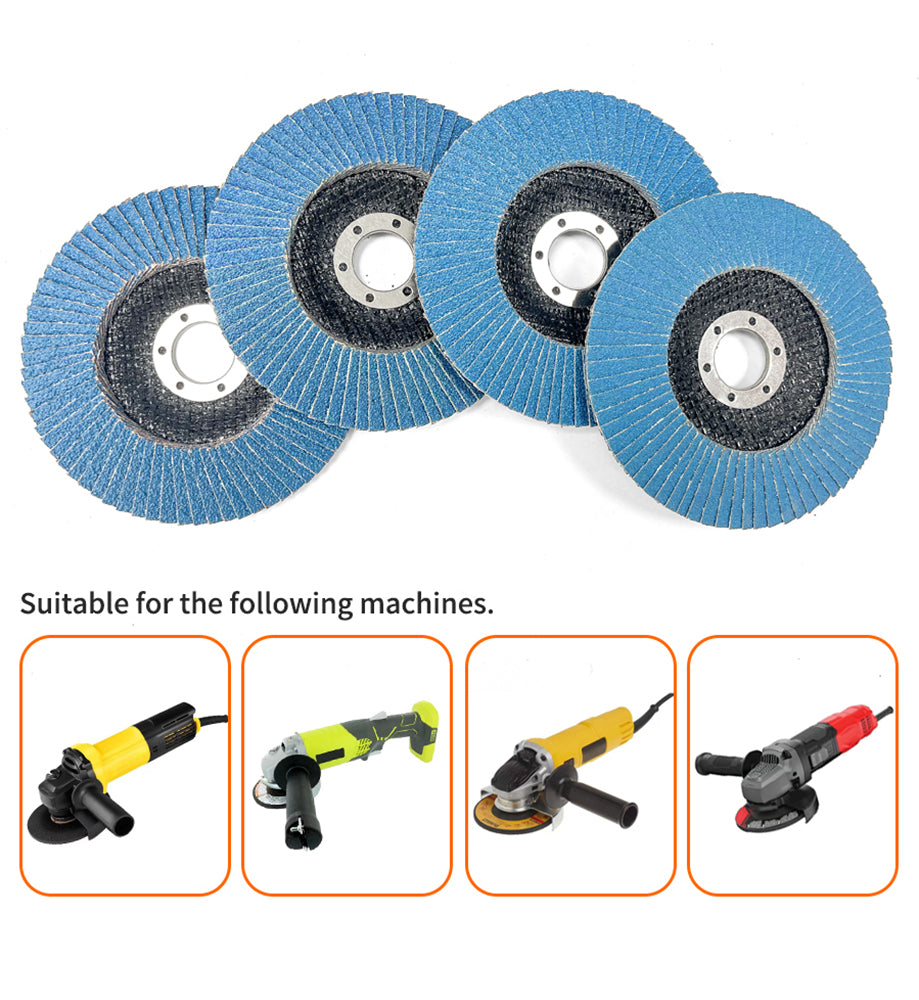 4 Packs 4-1/2 inch Flap Disc 5 x 7/8 Inch for Angle Grinder, T29 Zirconia Abrasive Grinding Wheel and Flap Sanding Disc 40/60/80/120 Grits Flap Wheel for General Purpose Metal & Stainless Steel, Stock and Rust Removal, Finishing, Grinding, Deburring