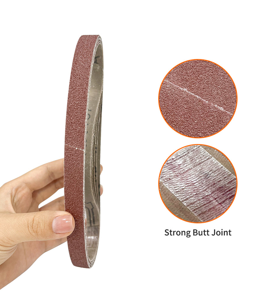 24pcs Sanding Belts 1/2"X18" (13X457mm) Aluminum Oxide Abrasives Belt, Suitable For Wood Sanding And Polishing - 4pcs Each Of 60/80/120/180/240/400 Grits