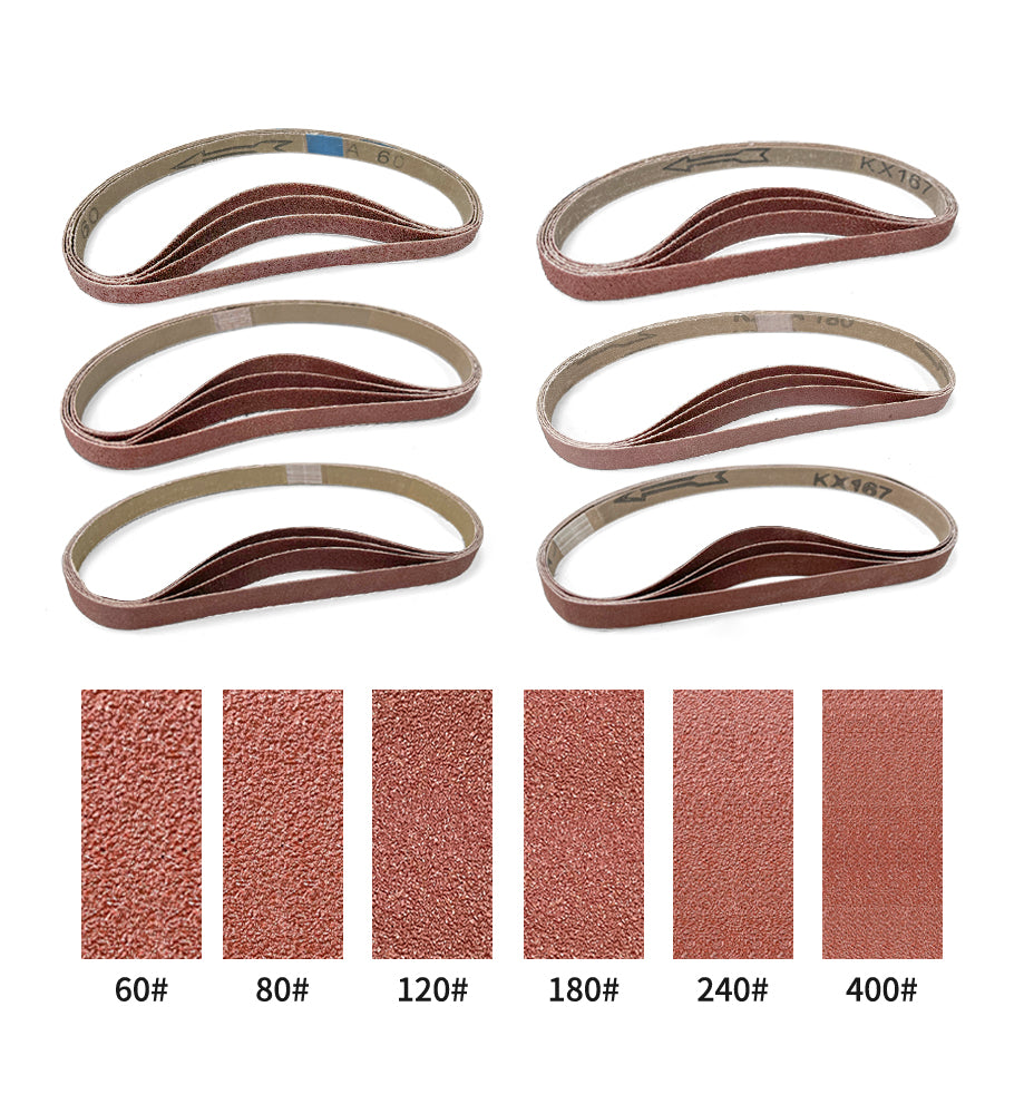 24pcs Sanding Belts 1/2"X18" (13X457mm) Aluminum Oxide Abrasives Belt, Suitable For Wood Sanding And Polishing - 4pcs Each Of 60/80/120/180/240/400 Grits